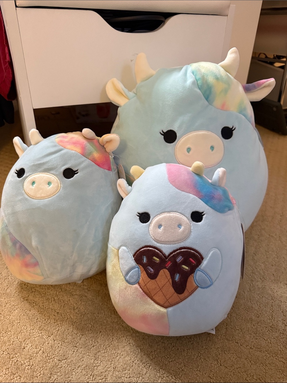 Caedia Cow Squishmallow 8 and 12 inch set